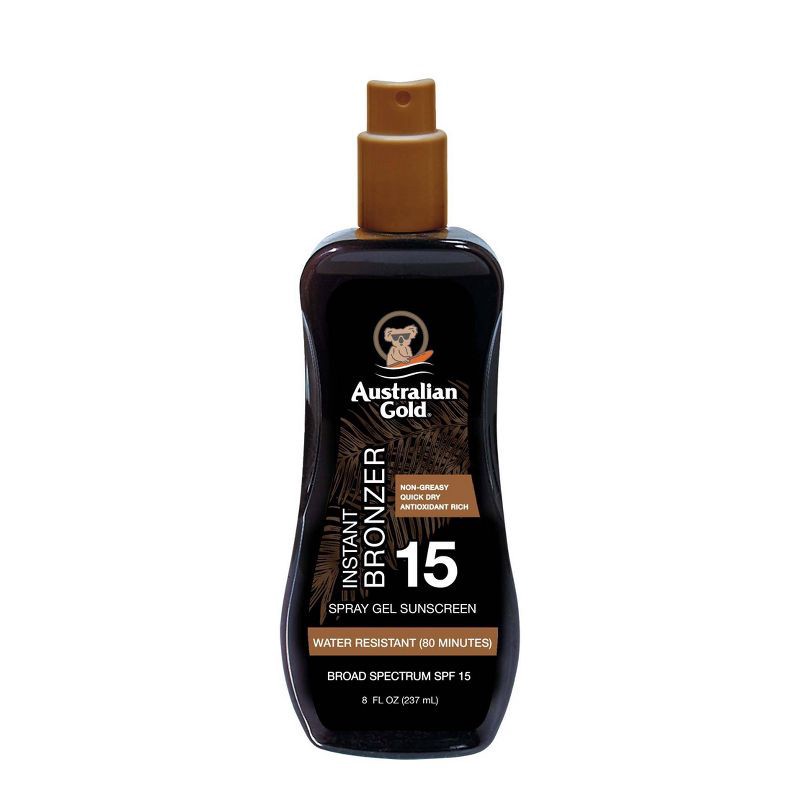 slide 1 of 8, Australian Gold Sunscreen Spray Gel with Instant Bronzer - SPF 15 - 8 fl oz, 15 x 8 fl oz