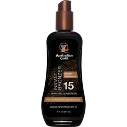 Australian Gold Sunscreen Spray Gel with Instant Bronzer - SPF 15 - 8 fl oz: Homosalate, Vitamin C, Whole Body Use