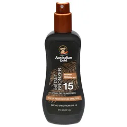 Australian Gold Sunscreen Spray Gel with Instant Bronzer - SPF 15 - 8 fl oz: Homosalate, Vitamin C, Whole Body Use