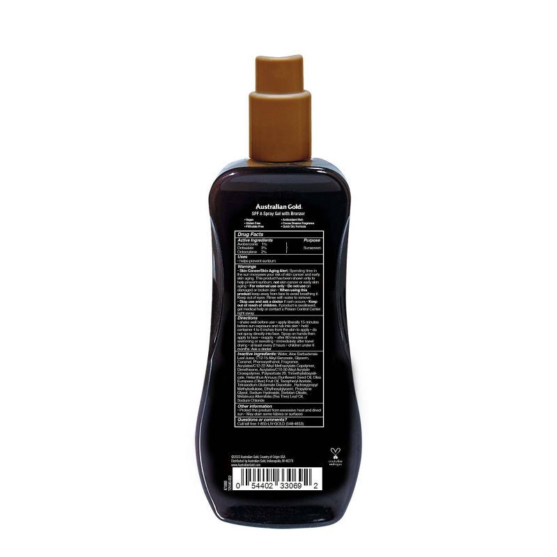 slide 2 of 7, Australian Gold Sunscreen Spray Gel with Instant Bronzer - SPF8 - 8oz, 8 ct; 8 oz