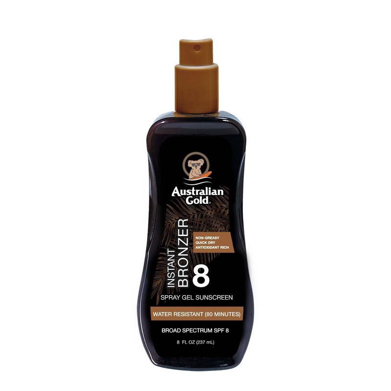 slide 1 of 7, Australian Gold Sunscreen Spray Gel with Instant Bronzer - SPF8 - 8oz, 8 ct; 8 oz