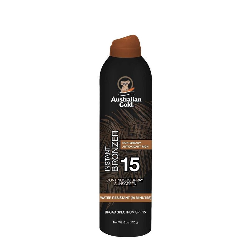 slide 1 of 7, Australian Gold Continuous Spray Sunscreen With Instant Bronzer - SPF 15 - 6 fl oz, 5 ct; 6 fl oz