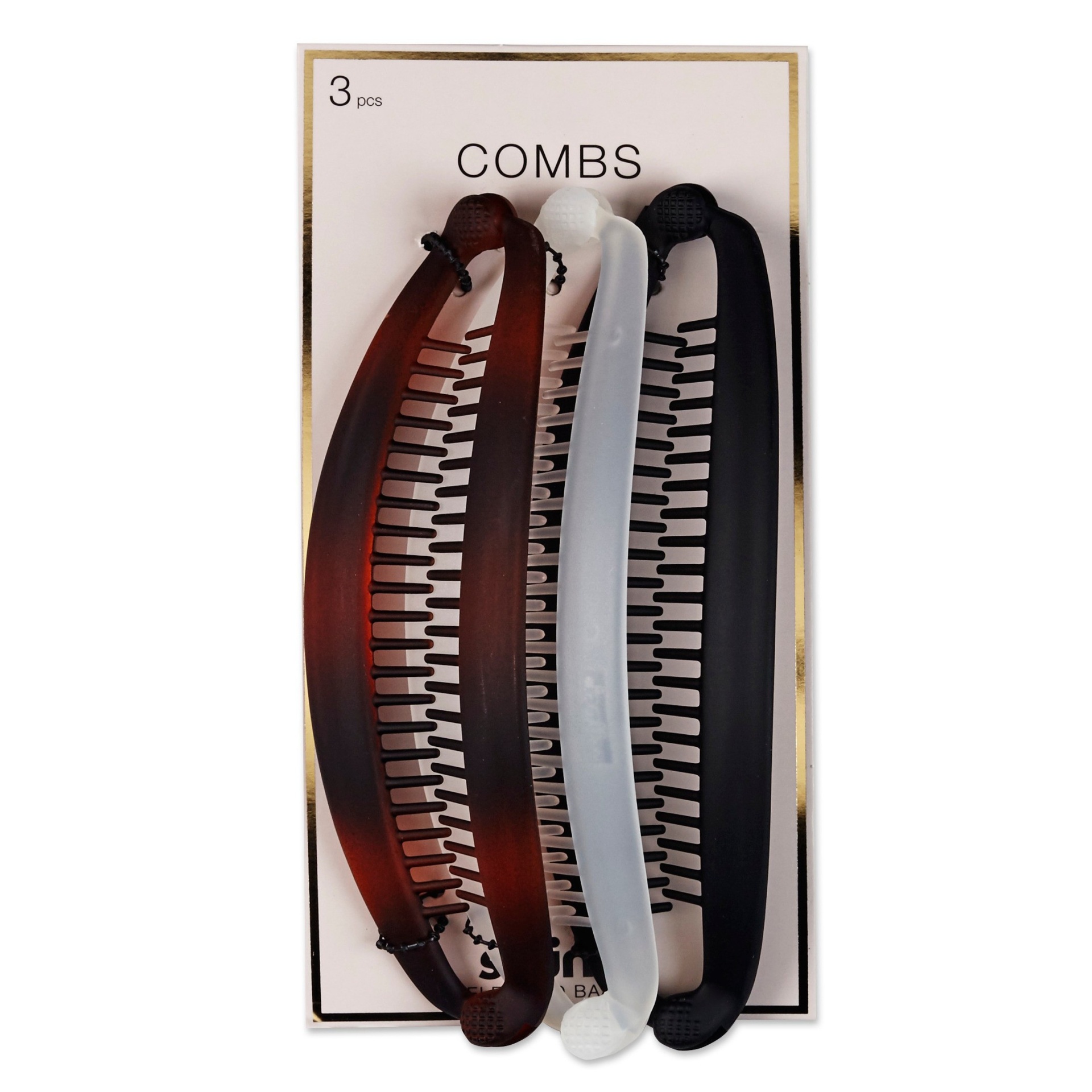 slide 1 of 2, scünci Flat Banana Combs, 3 ct