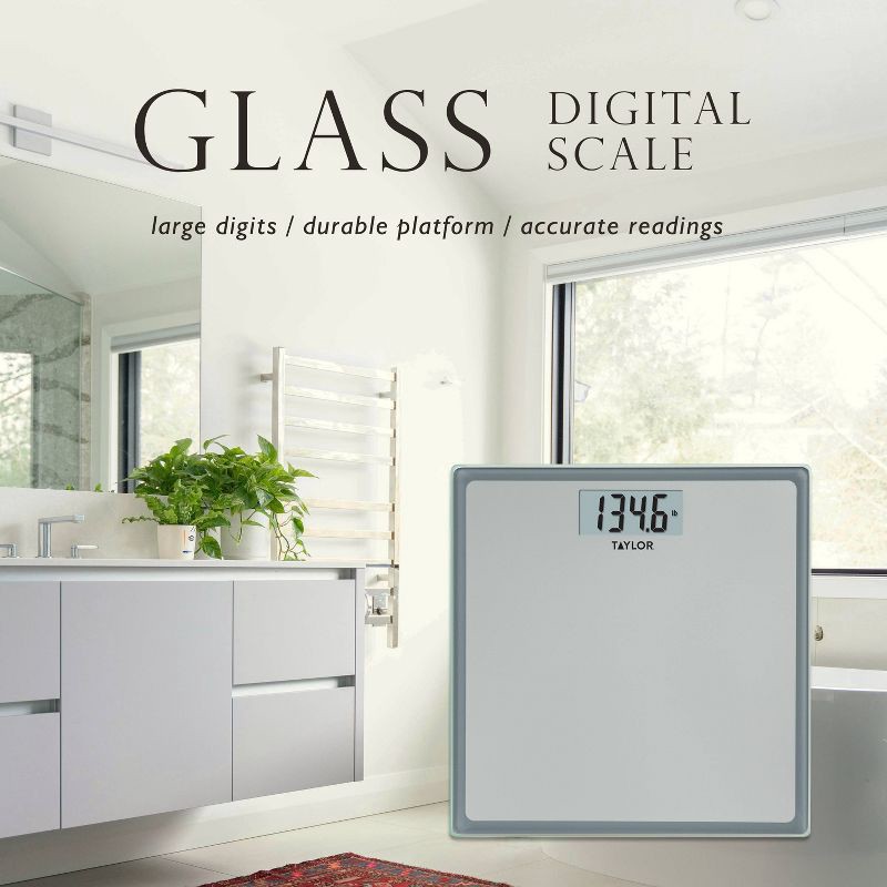 slide 2 of 13, Digital Glass Bathroom Scale Gray/Silver - Taylor, 1 ct