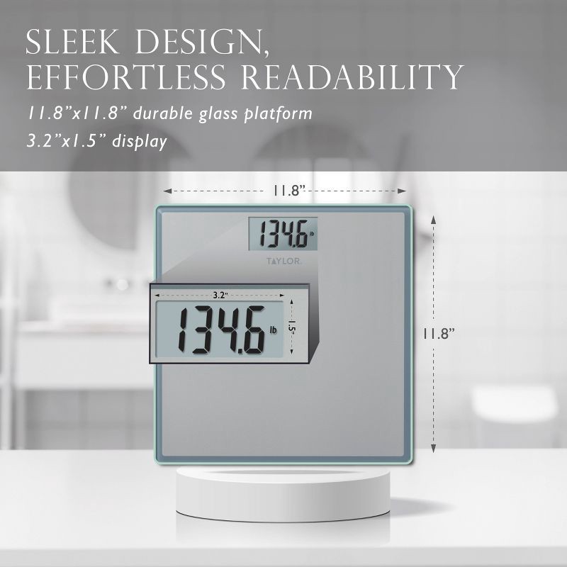 slide 3 of 13, Digital Glass Bathroom Scale Gray/Silver - Taylor, 1 ct
