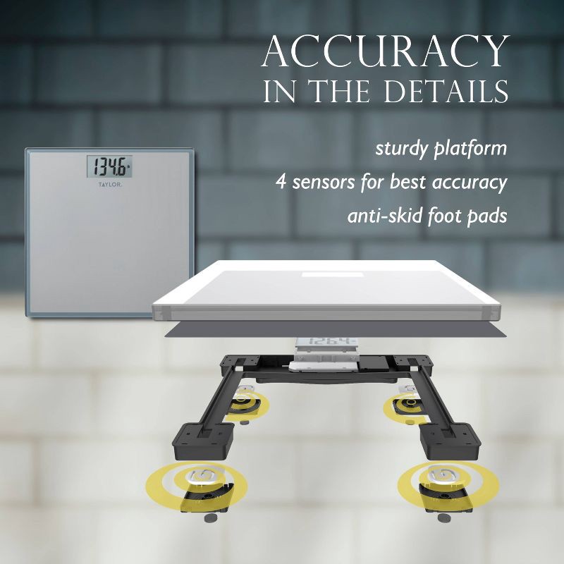 slide 6 of 13, Digital Glass Bathroom Scale Gray/Silver - Taylor, 1 ct