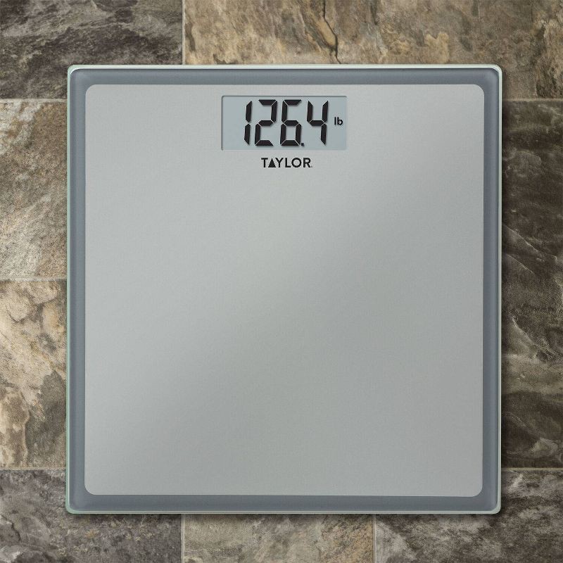 slide 8 of 13, Digital Glass Bathroom Scale Gray/Silver - Taylor, 1 ct