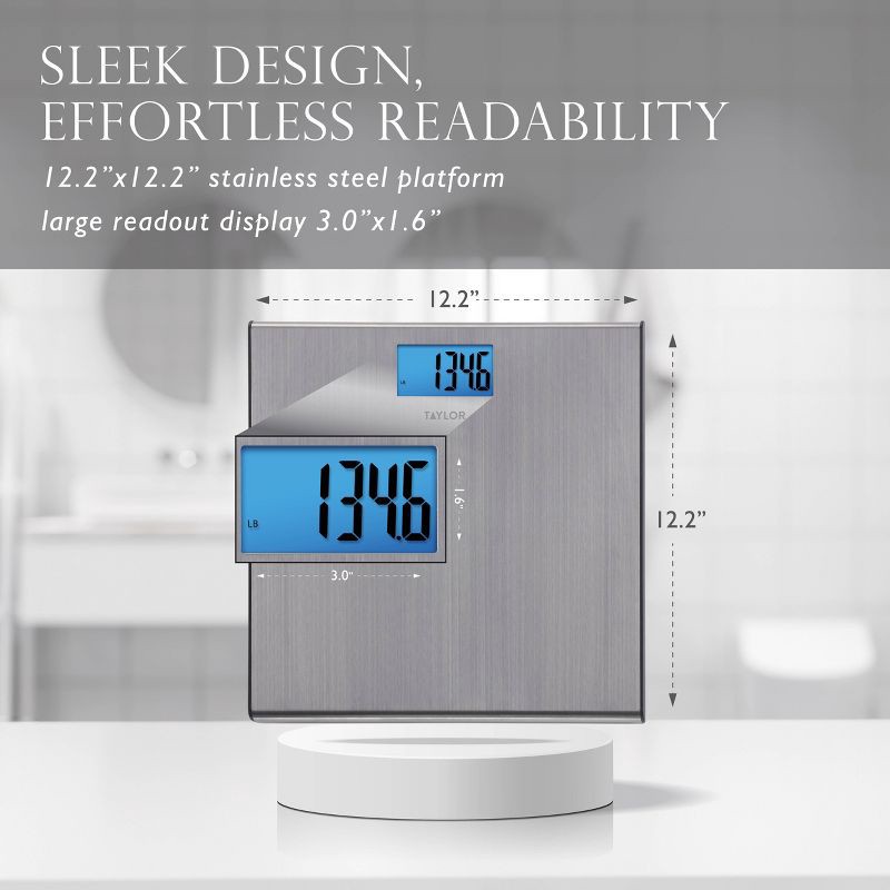 slide 2 of 12, Digital Thin Stainless Steel Bathroom Scale - Taylor, 1 ct