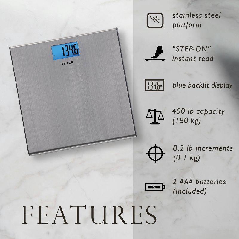 slide 3 of 12, Digital Thin Stainless Steel Bathroom Scale - Taylor, 1 ct
