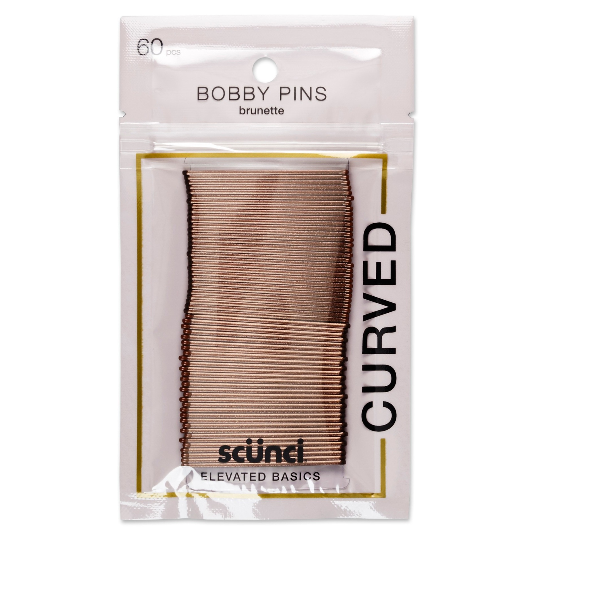 slide 1 of 3, scunci Curved Bobby Pins - Brunette - 60pk, 60 ct