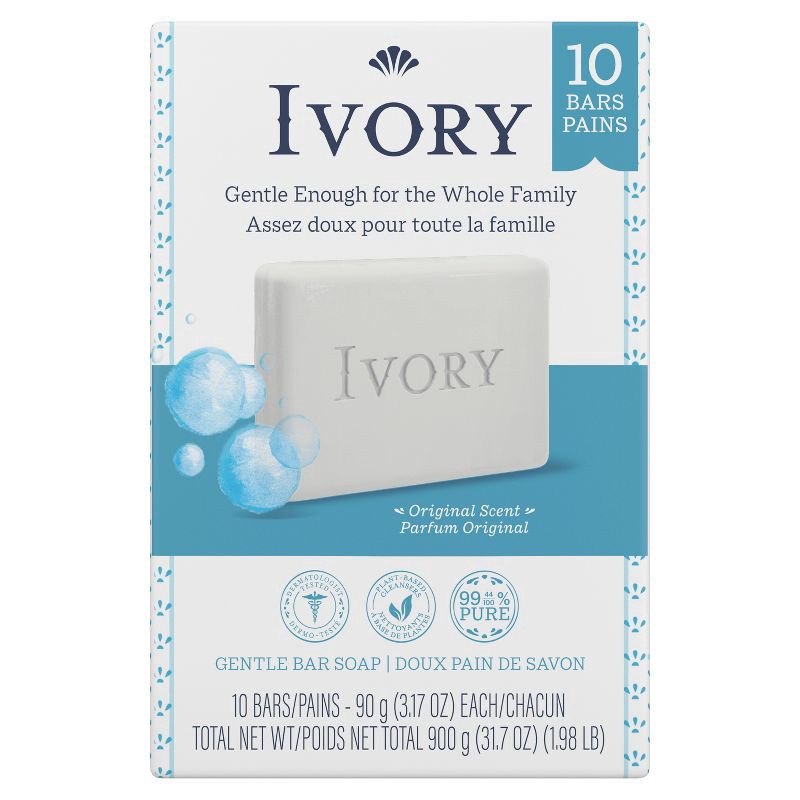 slide 2 of 8, Ivory Original Gentle Bar Soap - 10pk/3.17oz, 10 ct, 3.17 oz