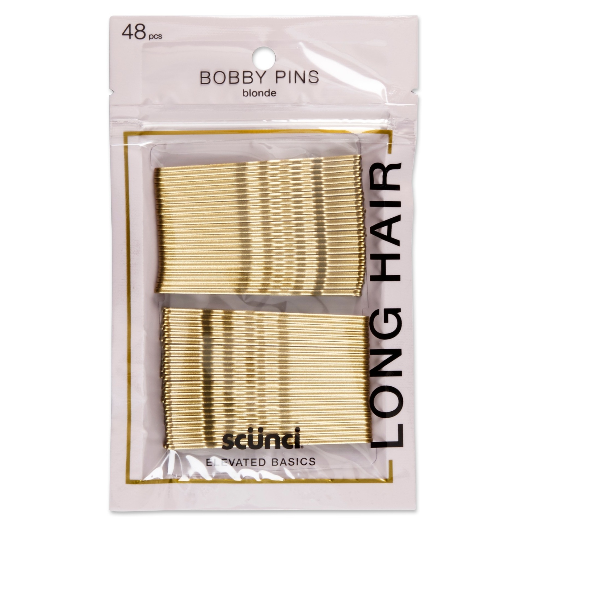 slide 1 of 2, scünci Extra Long Bobby Pins Blonde, 48 ct