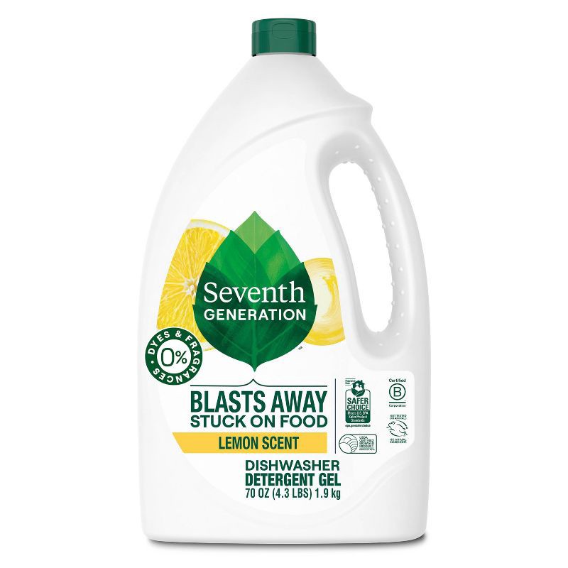 slide 1 of 9, Seventh Generation Lemon Dishwasher Detergent Gel - 70oz: Contains Naturally Derived Ingredients, Dye-Free, 70 oz