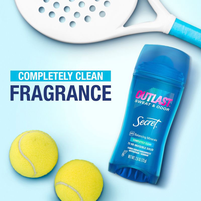 slide 6 of 10, Secret Outlast Invisible Solid Antiperspirant Deodorant for Women - Completely Clean Scent - 2.6oz, 2.6 oz