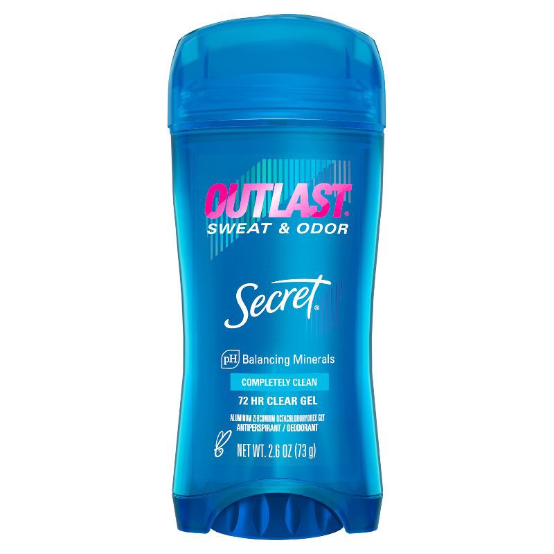 slide 10 of 11, Secret Outlast Clear Gel Antiperspirant & Deodorant for Women - Completely Clean - 2.6oz, 2.6 oz