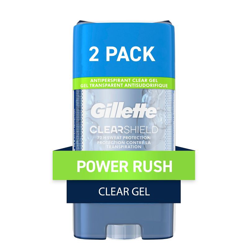 slide 1 of 8, Gillette Antiperspirant Deodorant for Men - Clear Gel Power Rush 72 Hour Sweat Protection - 2pk/3.8oz each, 2 ct; 3.8 oz