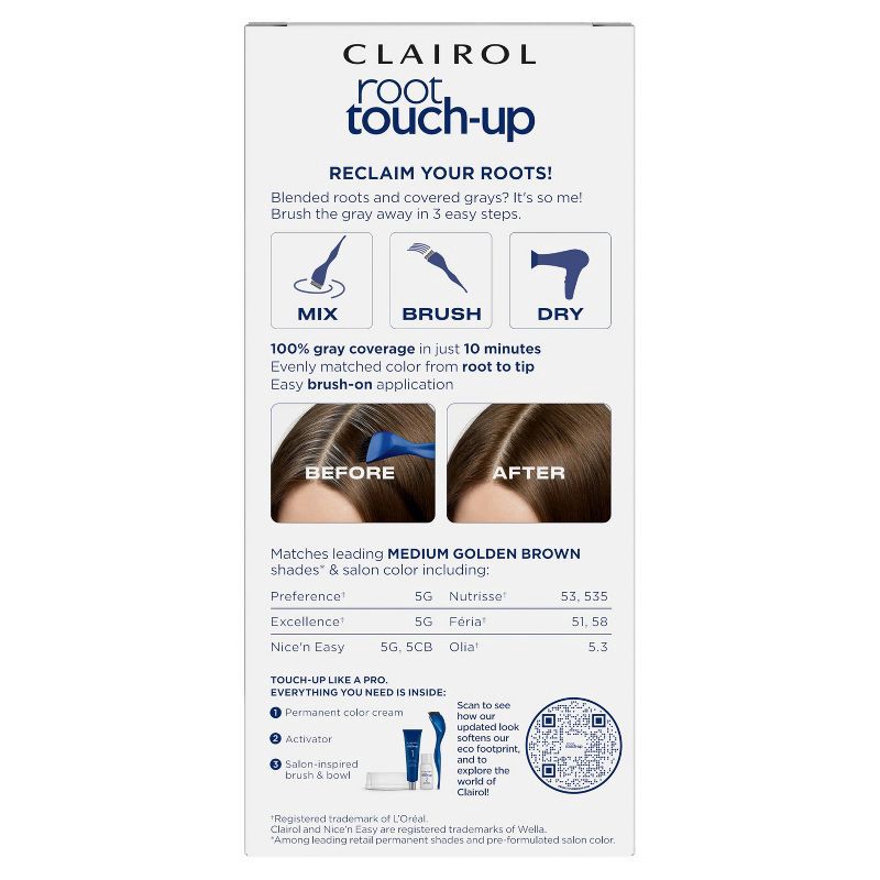 slide 2 of 9, Clairol Root Touch-Up Permanent Hair Color - 5G Medium Golden Brown - 1 kit, 5 gram