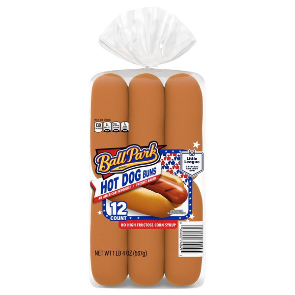 slide 1 of 1, Ball Park White Hot Dog Buns, 12 count, Hot Dog Buns, 20 oz Bag, 12 ct