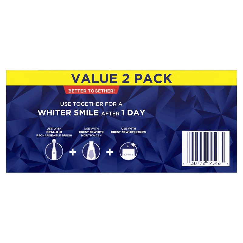 slide 3 of 9, Crest 3D White Advanced Teeth Whitening Toothpaste - Radiant Mint - 3.3oz/2pk, 3.3 oz, 2 ct