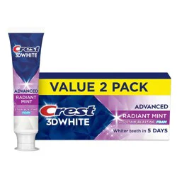 Crest Toothpaste 3D White Advanced Tooth Whitening - Radiant Mint - 3.3oz/2pk