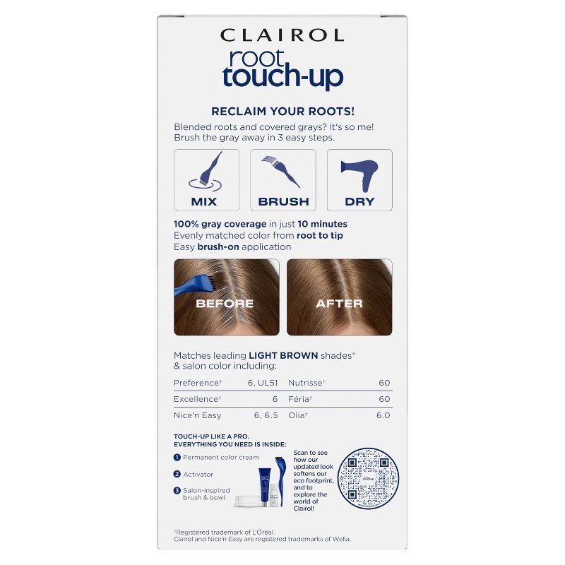 slide 2 of 9, Clairol Root Touch-Up Permanent Hair Color - 6 Light Brown - 1 Kit, 1 ct