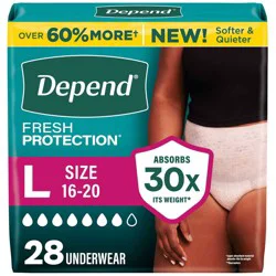Depend Fresh Protection Adult Incontinence & Postpartum Underwear for Women - Maximum Absorbency - L - Blush - 28ct