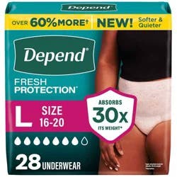 Depend Fresh Protection Adult Incontinence & Postpartum Underwear for Women - Maximum Absorbency - L - Blush - 28ct