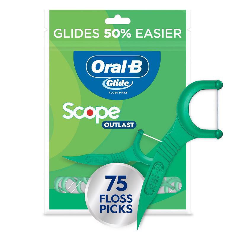 slide 1 of 11, Oral-B Glide Mint Dental Floss Picks with Long Lasting Scope Flavor - 75 Picks, 1 ct