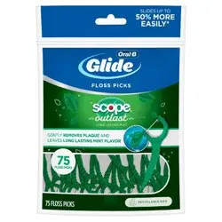 Oral-B Glide Mint Dental Floss Picks with Long Lasting Scope Flavor - 75 Picks