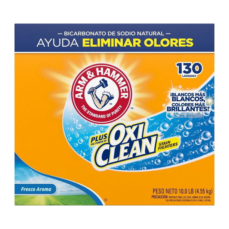 slide 2 of 11, Arm & Hammer Fresh Scent Plus OxiClean HE Laundry Detergent Powder 130 Loads - 160oz, 160 oz