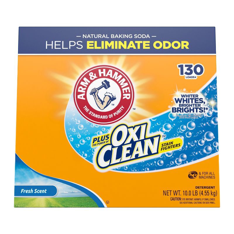 slide 1 of 11, Arm & Hammer Plus OxiClean Powder Laundry Detergent - Fresh Scent - 160oz, 160 oz