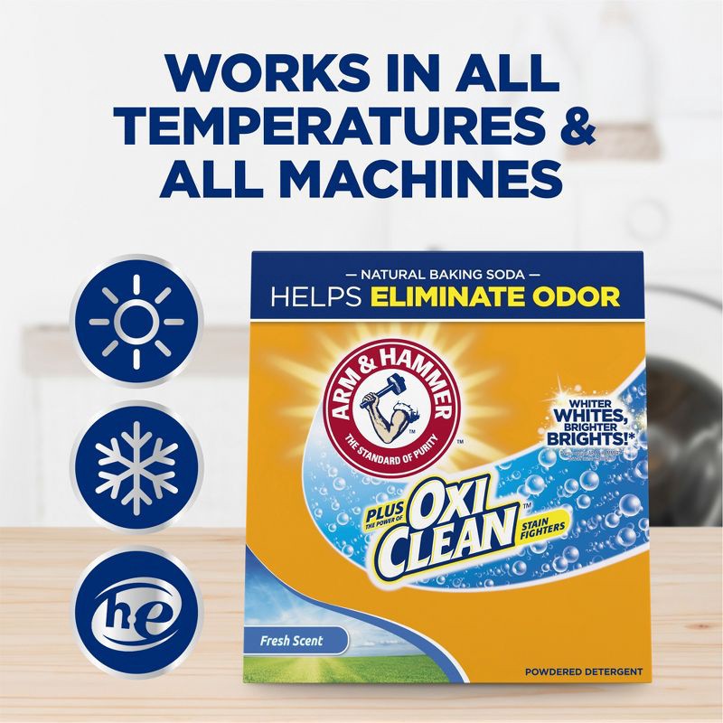 slide 5 of 11, Arm & Hammer Plus OxiClean Powder Laundry Detergent - Fresh Scent - 160oz, 160 oz