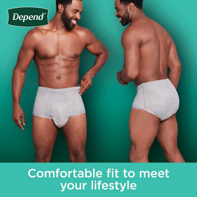 slide 5 of 8, Depend Fresh Protection Adult Incontinence Disposable Underwear for Men - Maximum Absorbency - S/M - Gray - 32ct, 32 ct