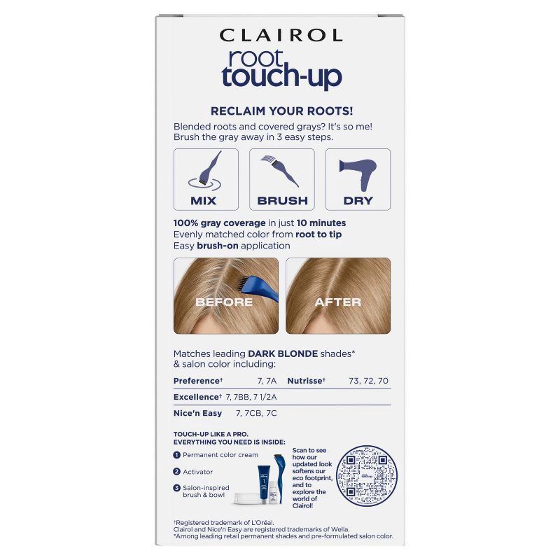 slide 2 of 9, Clairol Root Touch-Up Permanent Hair Color - 7 Dark Blonde Hair Dye Kit, 1 ct