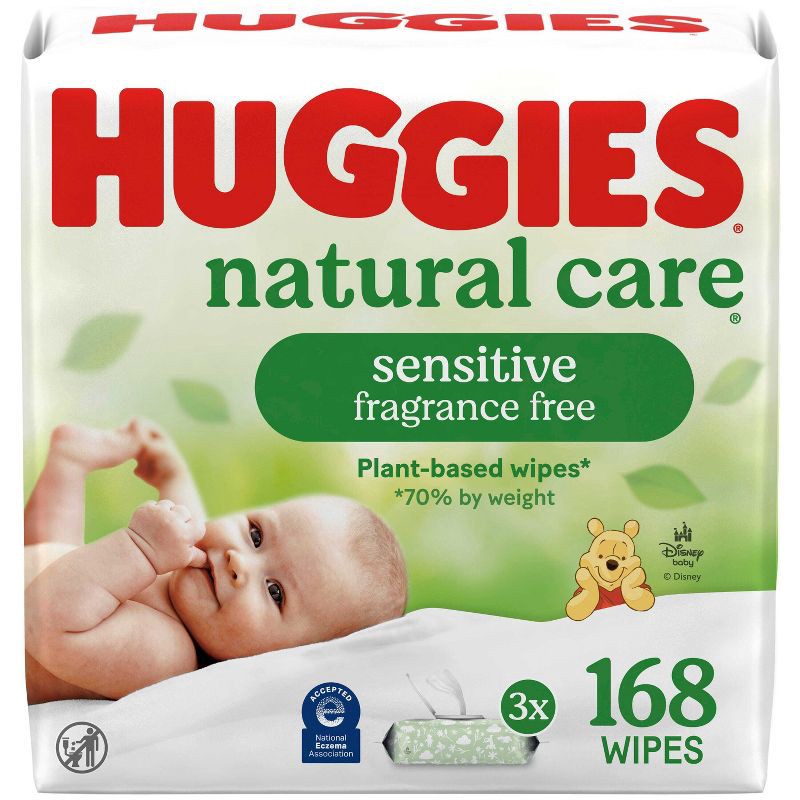 slide 1 of 10, Huggies Natural Care Sensitive Unscented Baby Wipes - 3 pack (168ct total wipes), 3 ct, 168 ct
