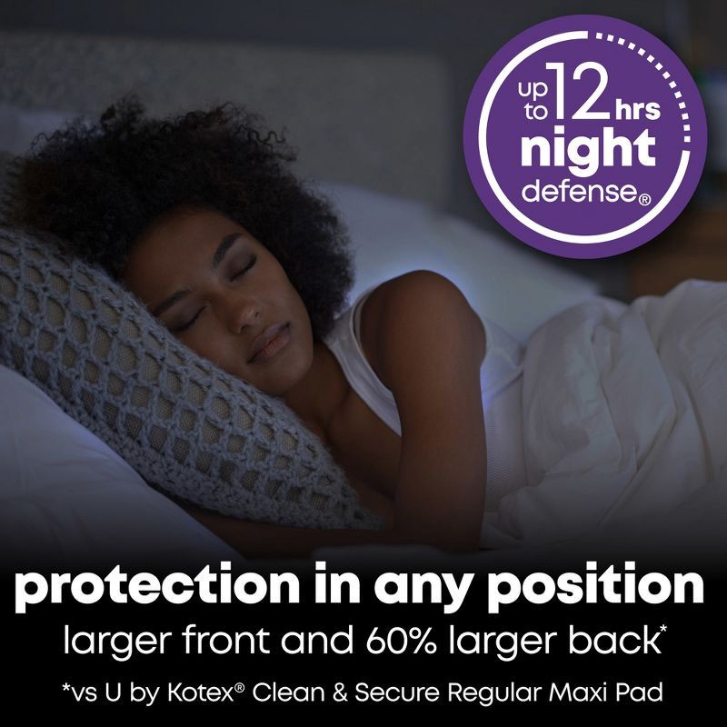 slide 5 of 9, U by Kotex Clean & Secure Overnight Maxi Pads - Unscented - 40ct, 40 ct