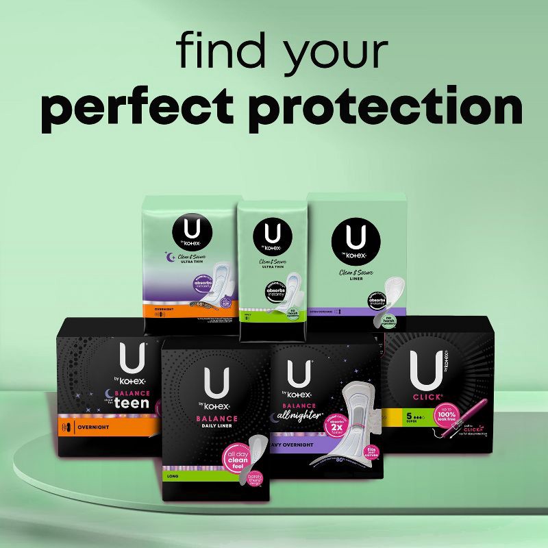 slide 9 of 9, U by Kotex Clean & Secure Overnight Maxi Pads - Unscented - 40ct, 40 ct