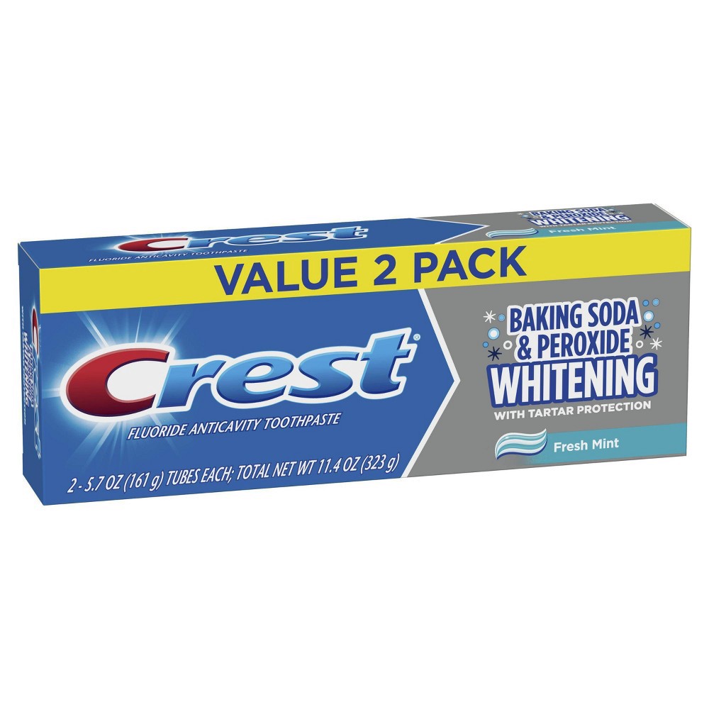 slide 2 of 4, Crest Cavity & Tartar Protection Toothpaste Whitening Baking Soda & Peroxide - Fresh Mint - 2pk/11.4oz, 11.4 oz