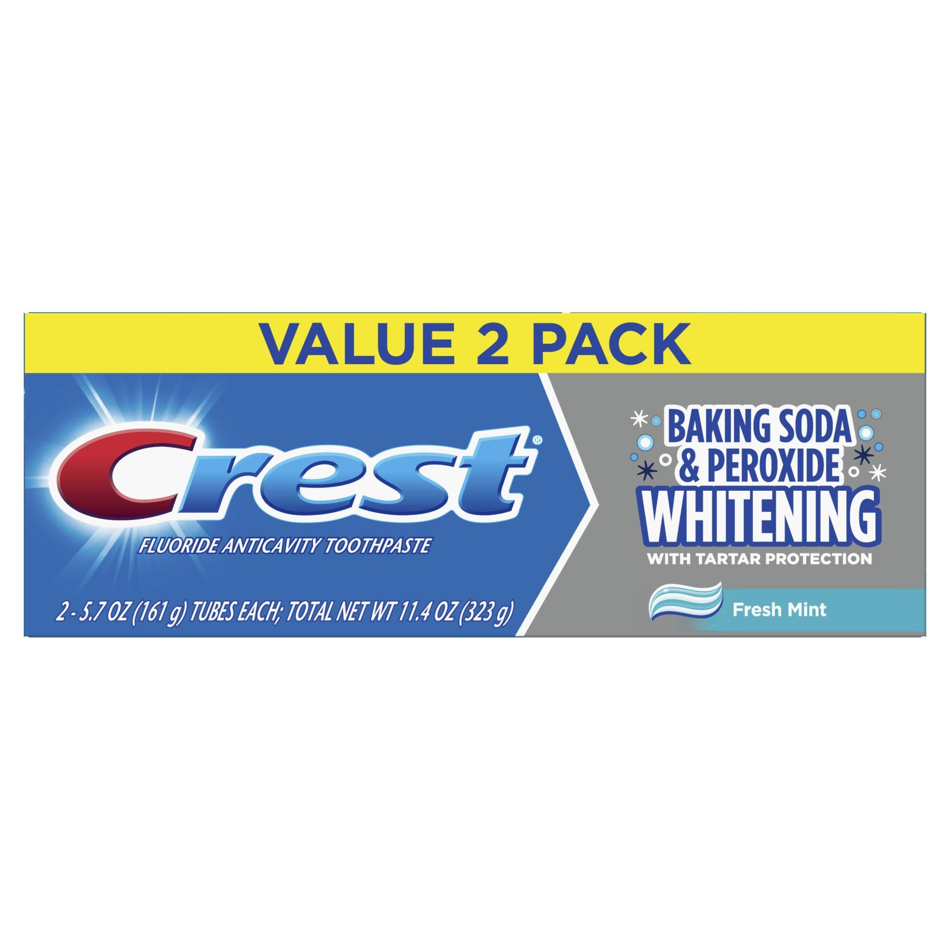 slide 1 of 4, Crest Cavity & Tartar Protection Toothpaste Whitening Baking Soda & Peroxide - Fresh Mint - 2pk/11.4oz, 11.4 oz