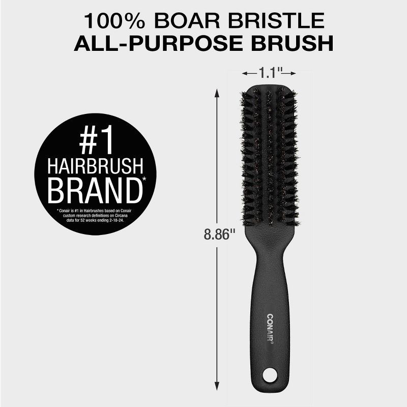 slide 4 of 5, Conair Boar Bristle Grooming Hair Brush - Black, 1 ct