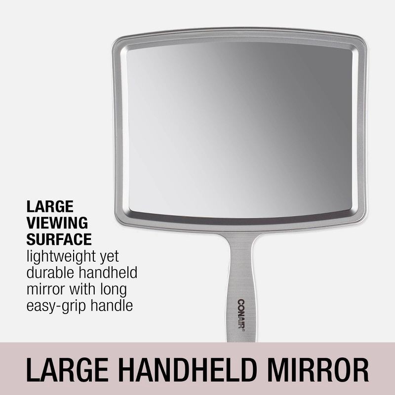 slide 3 of 5, Conair Large Surface Rectangular Mirror - Standard Magnification - Handheld - Rose Gold or Silver, 1 ct