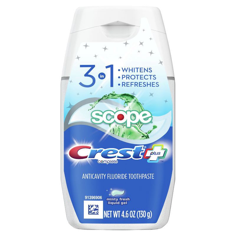 slide 1 of 6, Crest Complete Plus Scope 3-In-1 Whitening Liquid Gel Toothpaste 4.6 oz, 4.6 oz