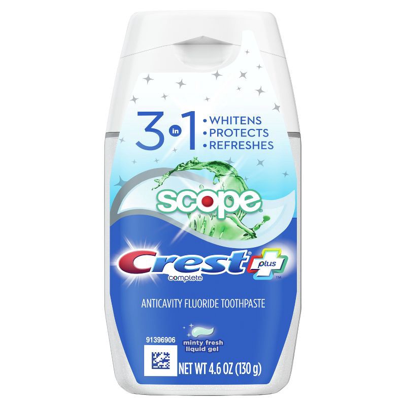 slide 7 of 8, Crest Complete Plus Scope 3-In-1 Whitening Liquid Gel Toothpaste 4.6 oz, 4.6 oz