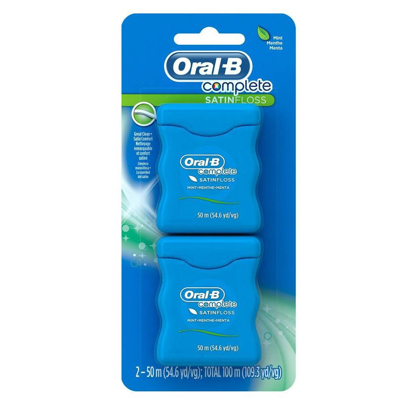 slide 2 of 4, Oral-B Complete SatinFloss Dental Floss, Mint - 2pk, 2 ct