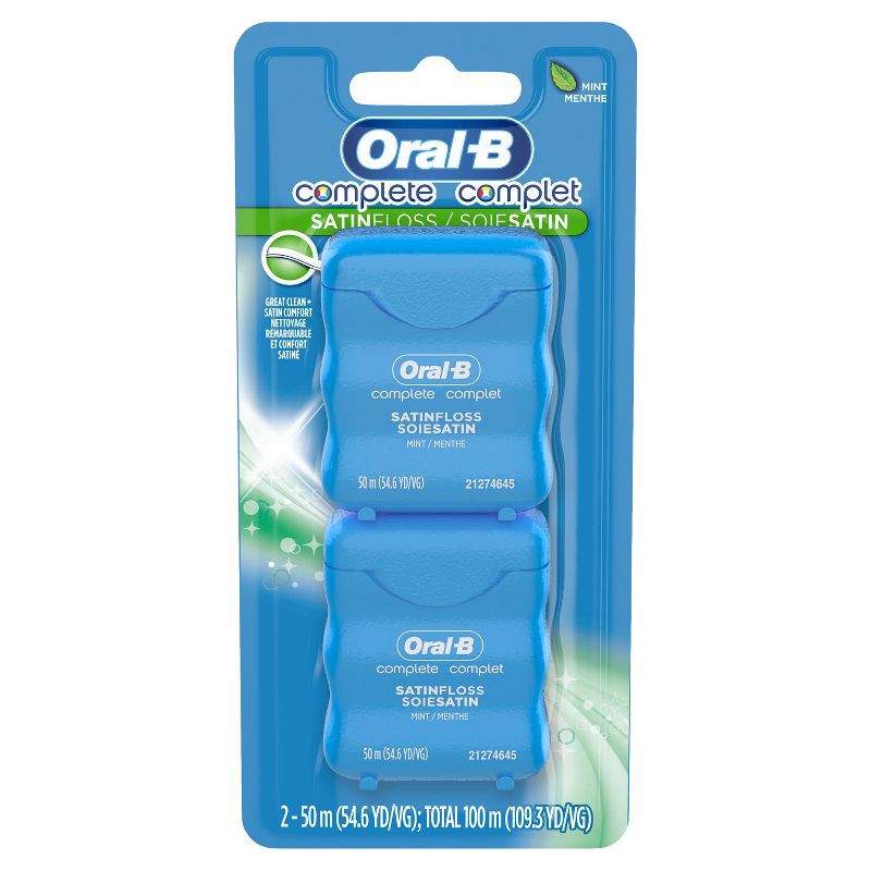 slide 2 of 4, Oral-B Complete Satin Floss Dental Floss - Mint - 2pk, 2 ct