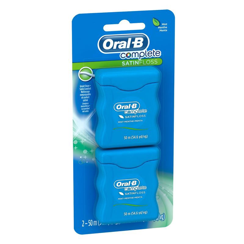 slide 3 of 4, Oral-B Complete SatinFloss Dental Floss, Mint - 2pk, 2 ct