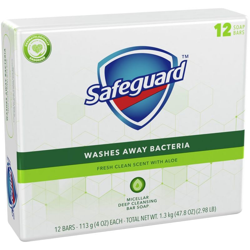 slide 2 of 4, Safeguard Aloe Fresh Clean Scent Bar Soap - 12pk - 4oz each, 12 ct; 4 oz
