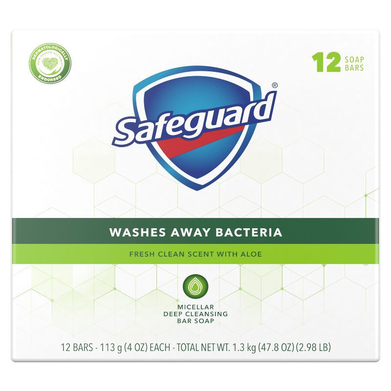 slide 1 of 4, Safeguard Aloe Fresh Clean Scent Bar Soap - 12pk - 4oz each, 12 ct; 4 oz
