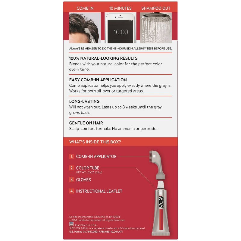 slide 2 of 6, Just For Men Easy Comb-In Medium Brown A-35, 1 ct