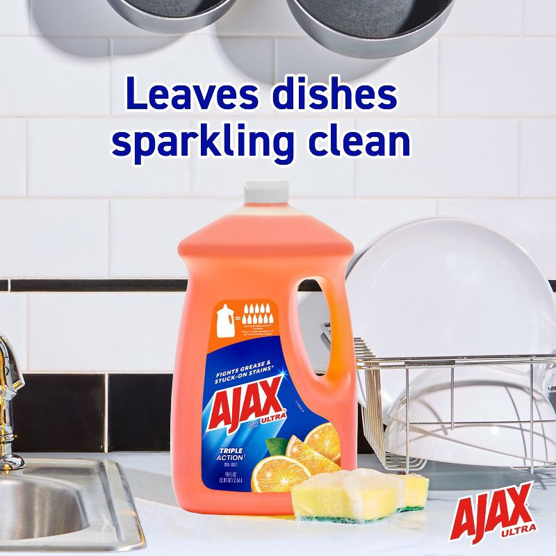 slide 3 of 10, Ajax Orange Ultra Triple Action Dishwashing Liquid Dish Soap - 90 fl oz, 90 fl oz